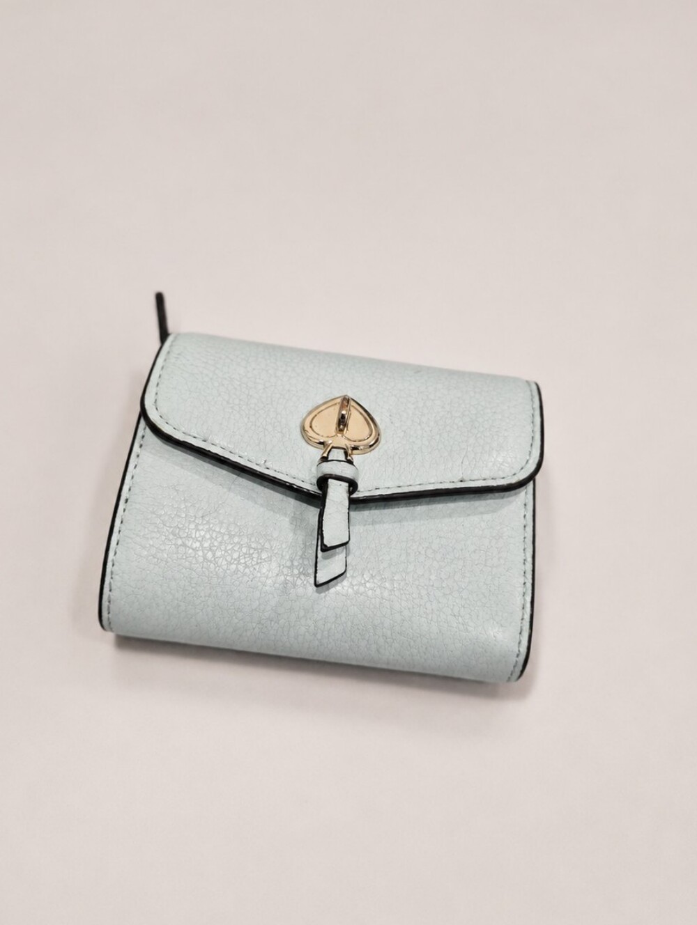 Kate Spade New York Marti Small Compact Bifold Wallet Light Blue Pebbled Leather
